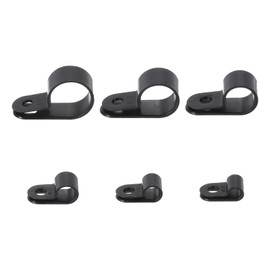 sourcing map 153pcs Single Coaxial Cable Clips Screw Clip Electrical Wire Cable Holder Plastic Wire Clamps for Cords Management, Black