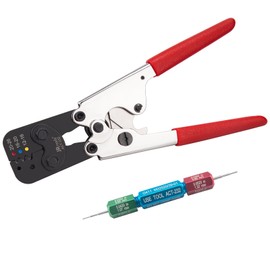 JRready ACT-232 Hand Tool(M22520/37-1 Equivalent) for Crimping M81824/1,6,7,8,9,10,11,13,14 Heat Shrink Butt Splices & Stamping-out Tool for Crimping Size 12#,16#,20# Small Splices+G411 Go-No Go Gauge