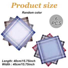 6Pcs Men's Handkerchiefs Cotton 40x40cm – Soft Classic Hankies for Daily Use, Reusable Pocket Squares, Machine Washable Handkerchief Set, Gentle on Skin