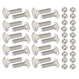 PATIKIL M8 x 28 mm T-Slot Bolts, 20 Sets Drop-in Bolt Hammer Head with Hexagon Flange Nuts T-Bolt Stud Sliding Screw for 45 Series Aluminum Extrusion Profile, Silver