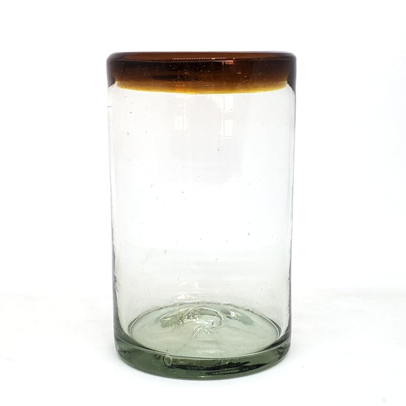 MexHandcraft Amber Rim 14 oz Drinking Glasses (set of 6),