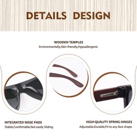 CGID Wooden Polarised Sunglasses Men Women Original UV400 CAT 3 M07, Black frame | blue mirrored lens