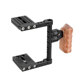 CAMVATE DSLR Camera with Image Stabiliser Platform Cage with Wooden Handle Compatible with Nikon, Sony