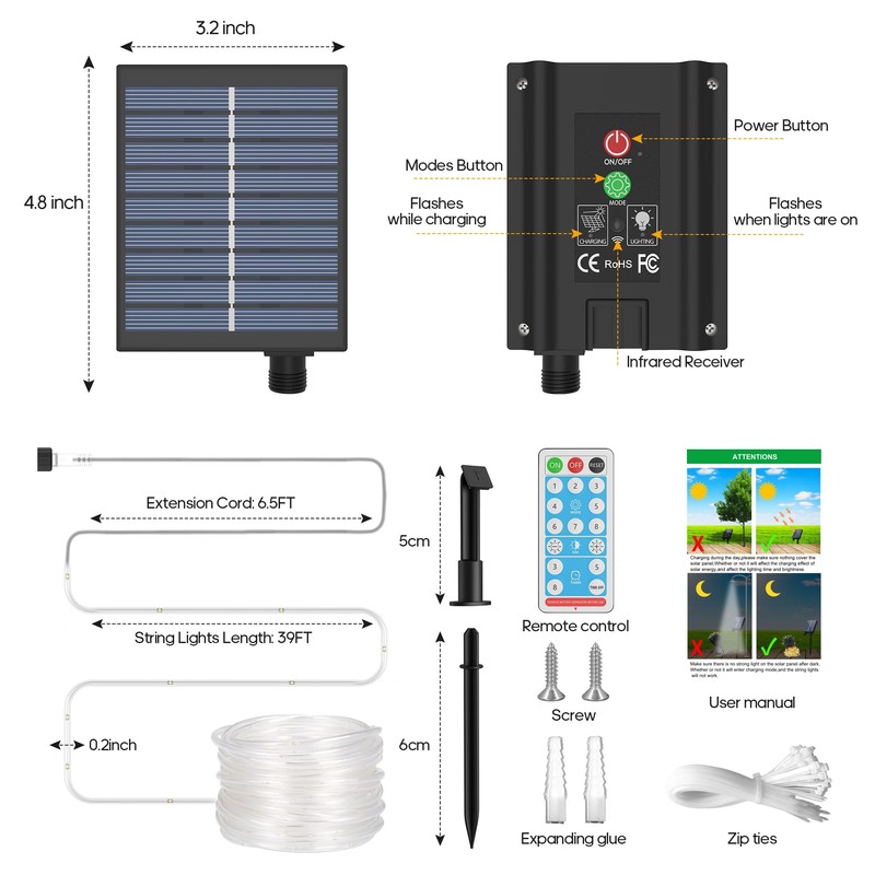 ICRGB Solar Pool Lights for Above Ground, 66FT 200LED 1800mAh