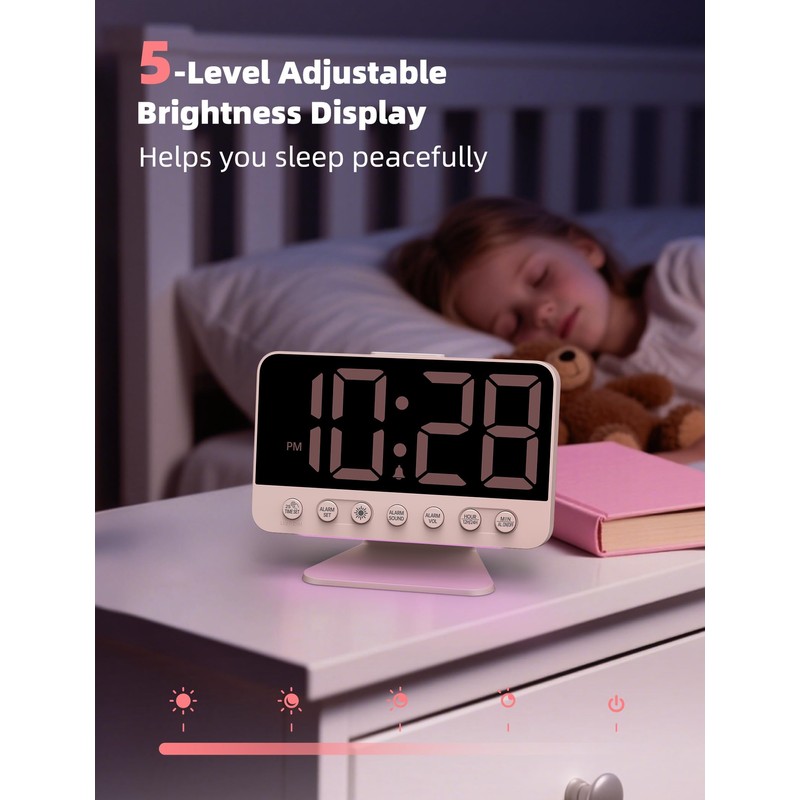 Odokee Digital Alarm Clocks for Bedrooms: Large Bold Number 5