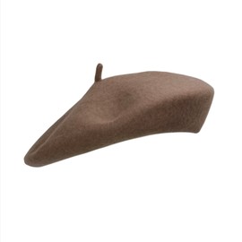 Gllutt Beret Hat Artist French Style Warm Thick Wool Solid Color for Women Girl (Brown)
