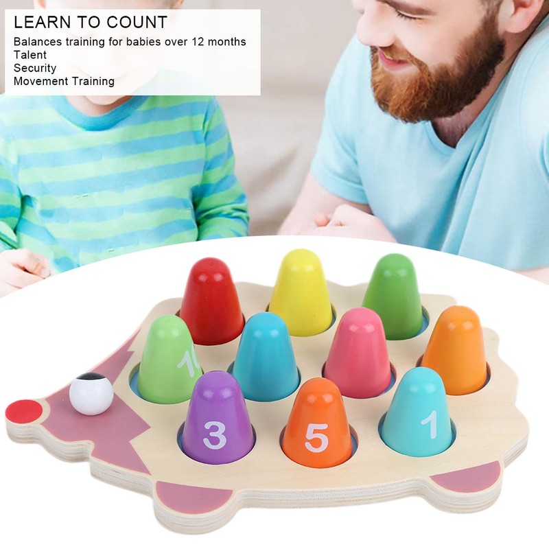 Children Wood Math Number Counting Matching Game Hedgehog Shaped Puzzle
