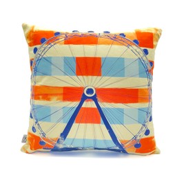 KitchKit Textured Uk Bus Themed Decorative Throw Pillow Covers Pillowcases Modern Home Decor for Sofa Bedroom 43x43 cm, 16.93x16.93 inch. (Multicolored Ferris Wheel)