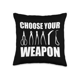 Funny Bonsai Design For Men Women Bonsai Tree Gardener Tool Throw Pillow