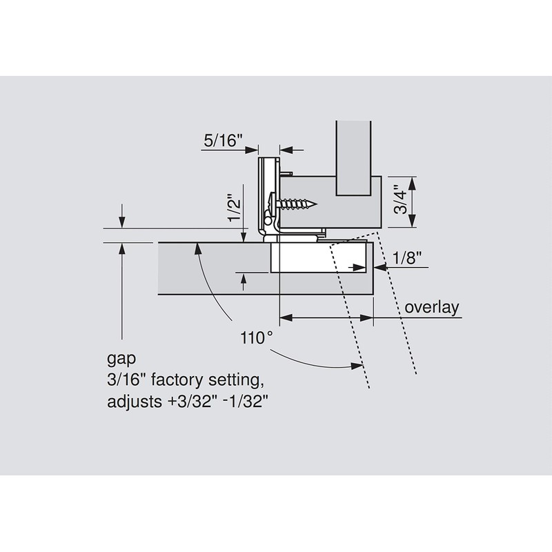 Blum 39C355B.24 Compact BLUMOTION 39C Hinge, Soft-Close, 110 Degree, 1-1/2