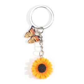 Sunflower and Butterfly Keychain, Creative Floral Design Keyring Perfect as Gifts for Women, Mum, Good Friend, Sister and Auntie, Ideal for Birthdays, Weddings, Travel and Special Occasions