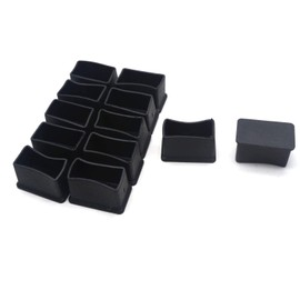 Antrader Rectangle Shaped Furniture Rubber Feet Pads Table Chair Leg Foot End Caps Covers Protectors Black,Pack of 12 (15x30mm)