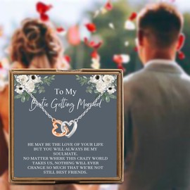 PYOUL Best Friend Gift to Bride, Bestie Getting Married Necklace, Bride Gift From Maid of Honor, Wedding Gift (Bestie Get Married N)