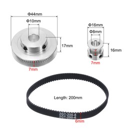 QUARKZMAN GT-2 Synchronous Wheel 20 & 60 Teeth 8 & 10 mm Bore, Aluminium Alloy Timing Belt Pulley with 1 Piece Length 200 mm Width 6 mm Belt for 3D Printer, CNC Machine (20-60T-8&10B-6)