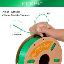 ERYONE PLA Plus Filament 1.75mm PLA+ 3D Printer Filament +/-0.03mm, 1kg (2.2lbs)/ Spool, Green