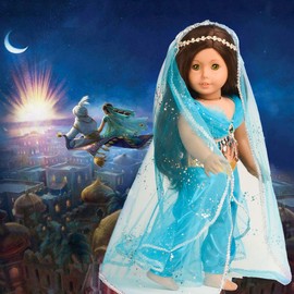 Sweet Dolly Doll Clothes 5Pc Princess Doll Costume Jasmine Rapunzel Aurora Belle Doll Dress for 18 Inch Doll