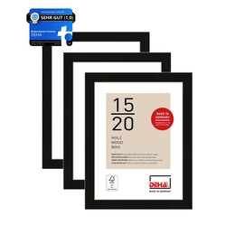DEHA Design Fontana Wooden Picture Frame, Set of 3, 15 x 20 cm, Black