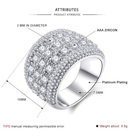 PAMTIER Women's Wide Band Eternity Engagement Ring with Zircon Gemstone Silver Size T 1/2