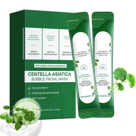 ERRECI Centella Asiatica Bubble Face Mask, Centella Asiatica & Hyaluronic Acid for Moisturizing & Hydrating, Remove Black and Control Oil, Deeply Clean & Daily Smoothing (12PCS×4G)