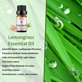 yethious Lemongrass Essential Oil Organic for Skin, 100% Pure & Natural Lemongrass Oil, 10ml/0.33 fl oz