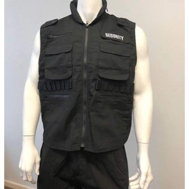BACKBONE BACKBONE Mens Womens Unisex SECURITY Vest Uniform with SECURITY Embroidery - Black -Size L