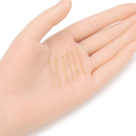 Adabele - 100 pines de cabeza de bola dorada resistentes al deslustre de 30 mm (alambre de 0.8 mm/0.03 pulgadas/calibre 20) para hacer joyas y manualidades BF67-30