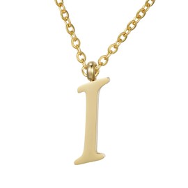 Morella Ladies' Necklace with Letter Pendant, Stainless Steel Gold, in Gift Bag., Stainless Steel