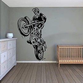 Pegatinas de Pared Tatuajes de Pared Gran Moto de Motocross Todoterreno, habitación de niño, Sala de Juegos, Acrobacias, Motocicleta, Deporte, Dormitorio, Vinilo 115x63cm