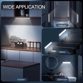 Generic Intelligent Light Led, Under Counter Closset Lighting, Motion Sensor, Wireless, USB Rechargeable, Kitchen Night Light, Battery Powered, Magnetic Wall, 2 Pack., Silver