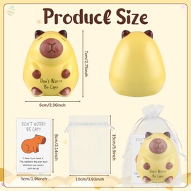24 Pcs Capybara Squeeze Toys Sensory Capybara Stress Toys with Be Capy Positive Cards Organza Bags Inspirational Teacher Employee Appreciation Gifts Animal Squeeze Toys Bulk for Children Adults