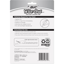 BIC Wite-Out - Cinta correctora de líneas exactas, color blanco, 4 unidades
