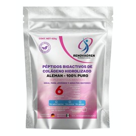 Péptidos Bioactivos de Colágeno Alemán 420g | Colágeno hidrolizado 100% Puro + Belleza, Piel Uñas Cabello | Movilidad | Huesos | Articulaciones | Bienestar y Energía, Sin sabor, Sin azúcar, Sin Gluten (Mediano)