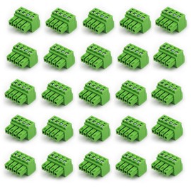 kuosbiu 20 PCS 4 Pin 3.81mm Pitch Screw Terminal Block Connector for 28-16AWG, Pluggable Quick Male Plug Connector-4 Pole