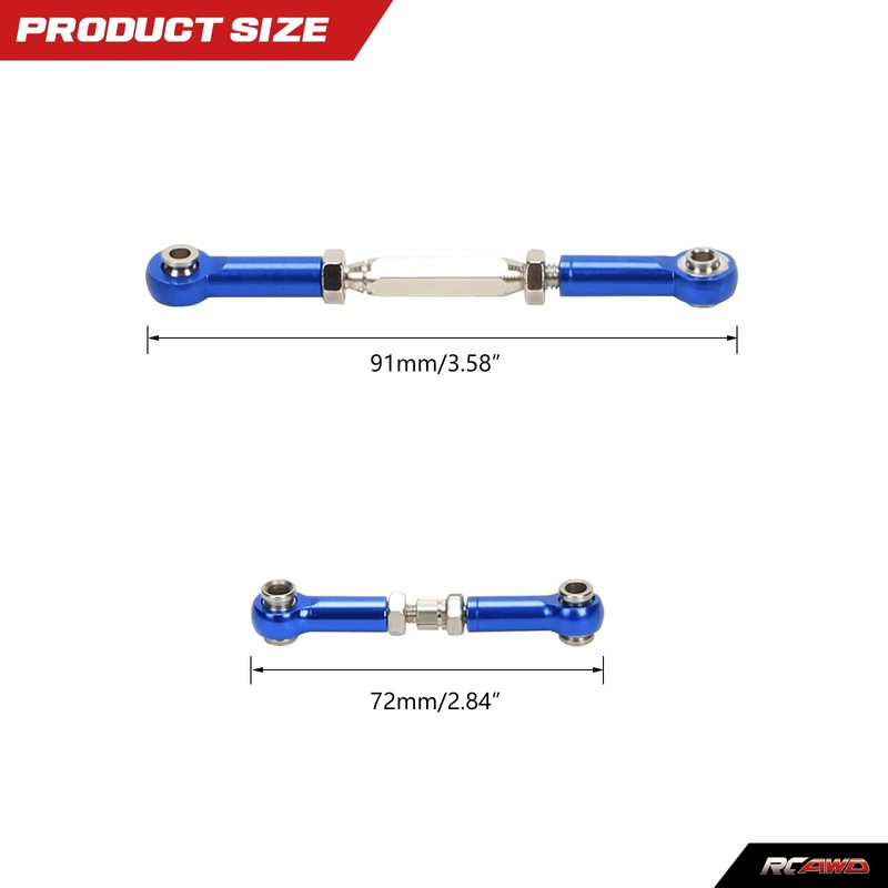 RCAWD Adjustable Aluminum Turnbuckles/Camber Link with Rod Ends Sets for