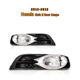 AUTOFREE Fog Lights for 2012 2013 Honda Civic Coupe 2Dr with H11 12V55W Bulbs Fog Lamps Replacement Included Wiring Kits & Switch-1 Pair (Clear Glass Lens)