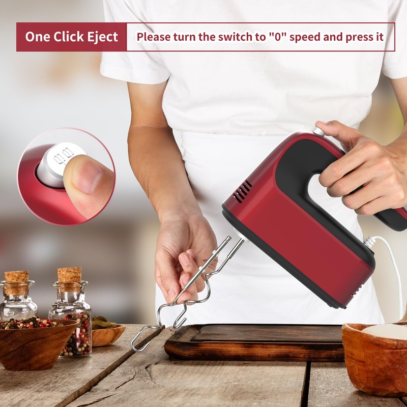 Yomelo 9-Speed Digital Hand Mixer Electric, 400W Powerful DC Motor,