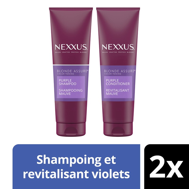 Nexxus Blonde Assure Purple Shampoo & Conditioner for Silver, Bleached,