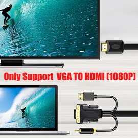 tunghey VGA to HDMI Cable with Audio (Not HDMI to VGA), 1080P HD VGA to HDMI Adapter Cable, VGA Male to HDMI Male Cord for VGA Computer/Laptop to HDMI Monitor/TV (2M)