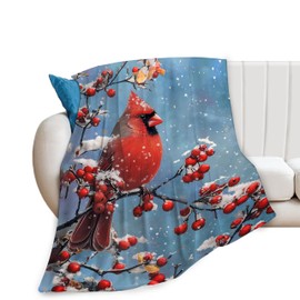 Cardinal Blanket American Cardinal Birds Gifts for Girls Boys Cardinal Bird Throw Blanket for Winter Couch Sofa Bed Soft Warm Flannel Fleece for Kids Adults 40"x50"