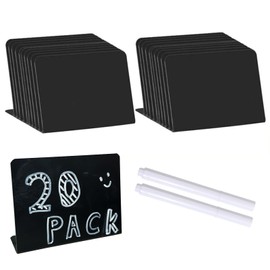 20Pcs Mini Chalkboard Signs, 4x3 Small Blackboards Signs Plastic Chalkboard Sign for Food Pricetags Weddings Party Bakery Cafe Tables Signs for Buffet Message