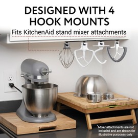 IMPRESA Metal Stand Mixer Attachment Organizer - 13" L x 0.75" W x 1" D, Black Iron - Mixing Blade Holder for Beaters, Dough Hooks & Whips - Compatible with KitchenAid Mixer Attachments