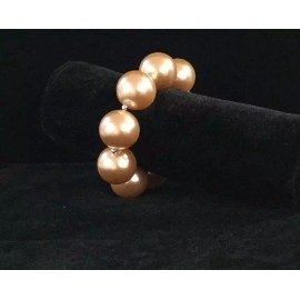 Unbranded 25mm Light Brown Pearl Beaded Stretch Bracelet ( 1003 )