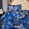 Herside Dark Blue Jacquard Duvet Cover Set Double Bedding Set