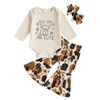 CocMouse Western Baby Girl Fall Outfits Letter Cow Print Long