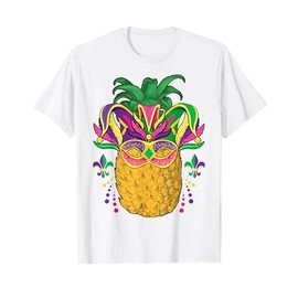 Mardi Gras Jester Pineapple Mask Carnival Party Fruit Lover T-Shirt