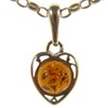 Baltic amber and sterling silver 925 cognac heart pendant (no