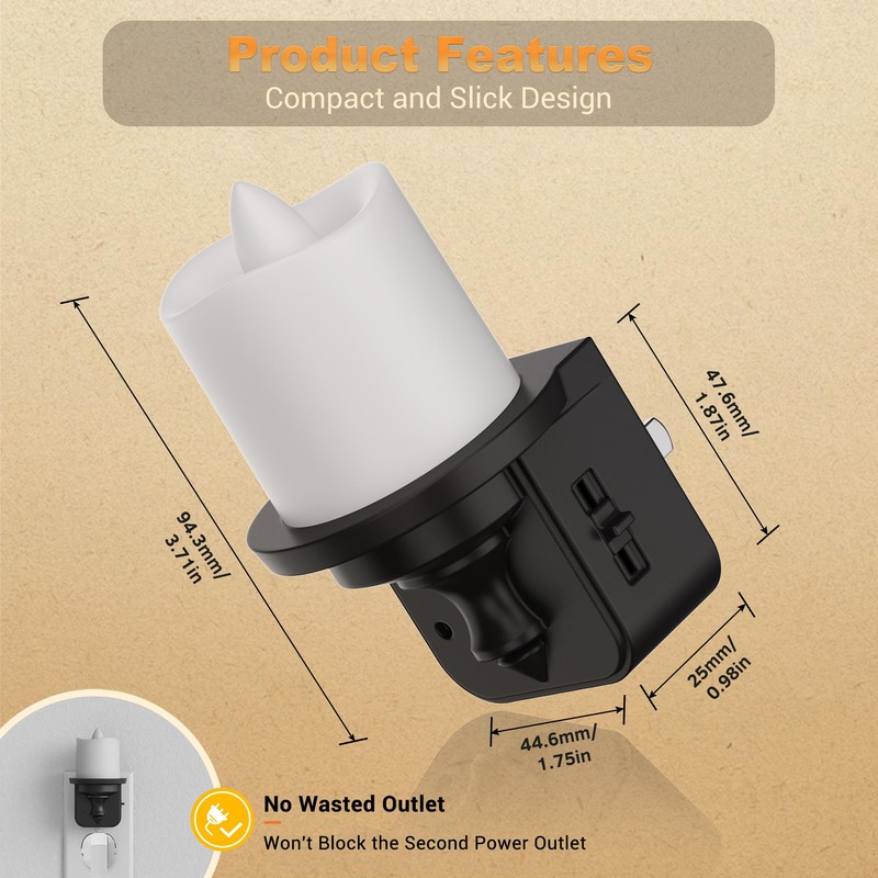 JandCase Flameless Candle Night Light, 2 Pack Night Lights Plug