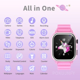 POKUJNFY Kids Smart Watch 26 Games Step Counter Phone SOS HD Camera Video MP3 Player Music Alarm Clock Digital Calories Kids Smart Watch for Boys Girls 3 4 5 6 7 8 9 10 Years Old