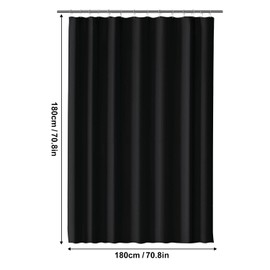 timecity Black Shower Curtain Liner Plastic Bath Curtain with 3 Magnets Thickened Water Proof Quick Drying Shower Curtain Set with 12 White Hooks Shower Liner for Bathroom Shower,71x71inch