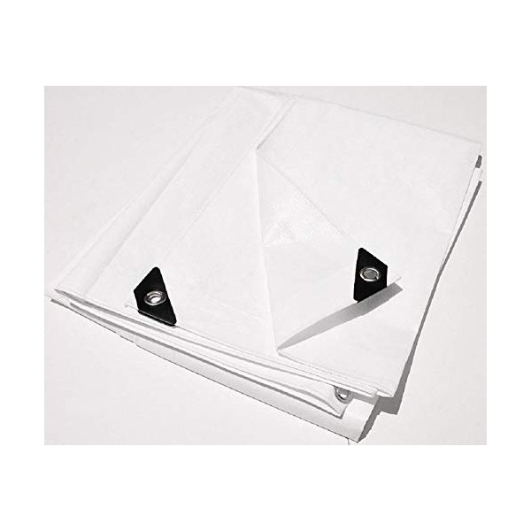 6' x 10' White Heavy Duty 12mil Poly Tarp with